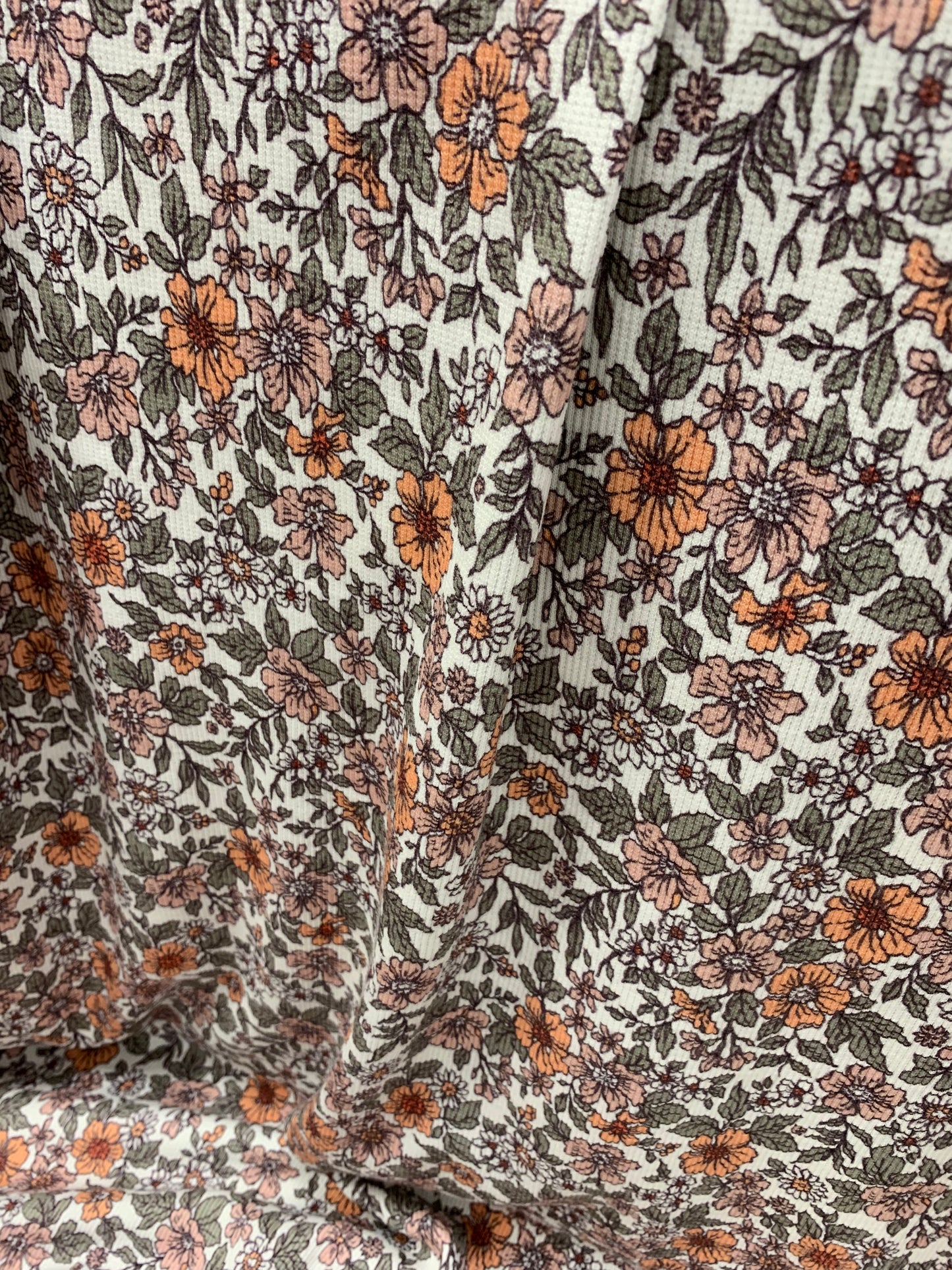 Ribjersey bedruckt Blumen