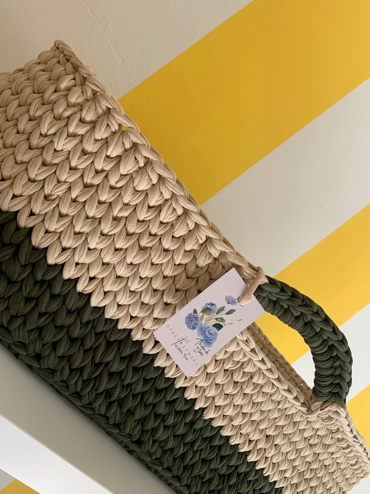 Moseskorb mit Matratze grün-beige
