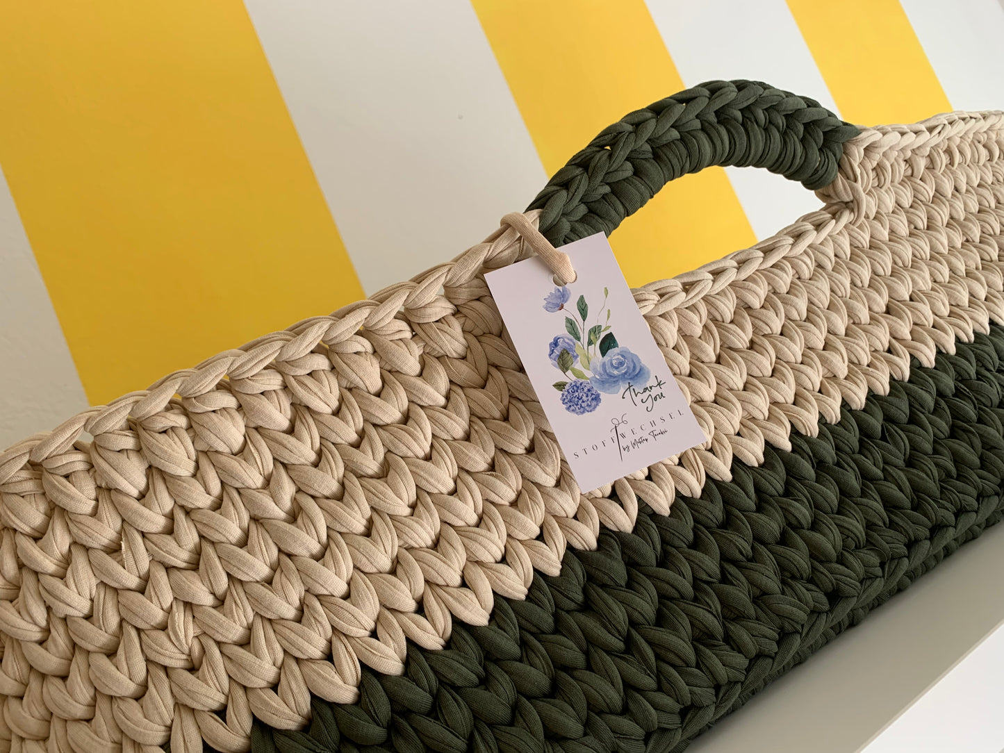 Moseskorb mit Matratze grün-beige