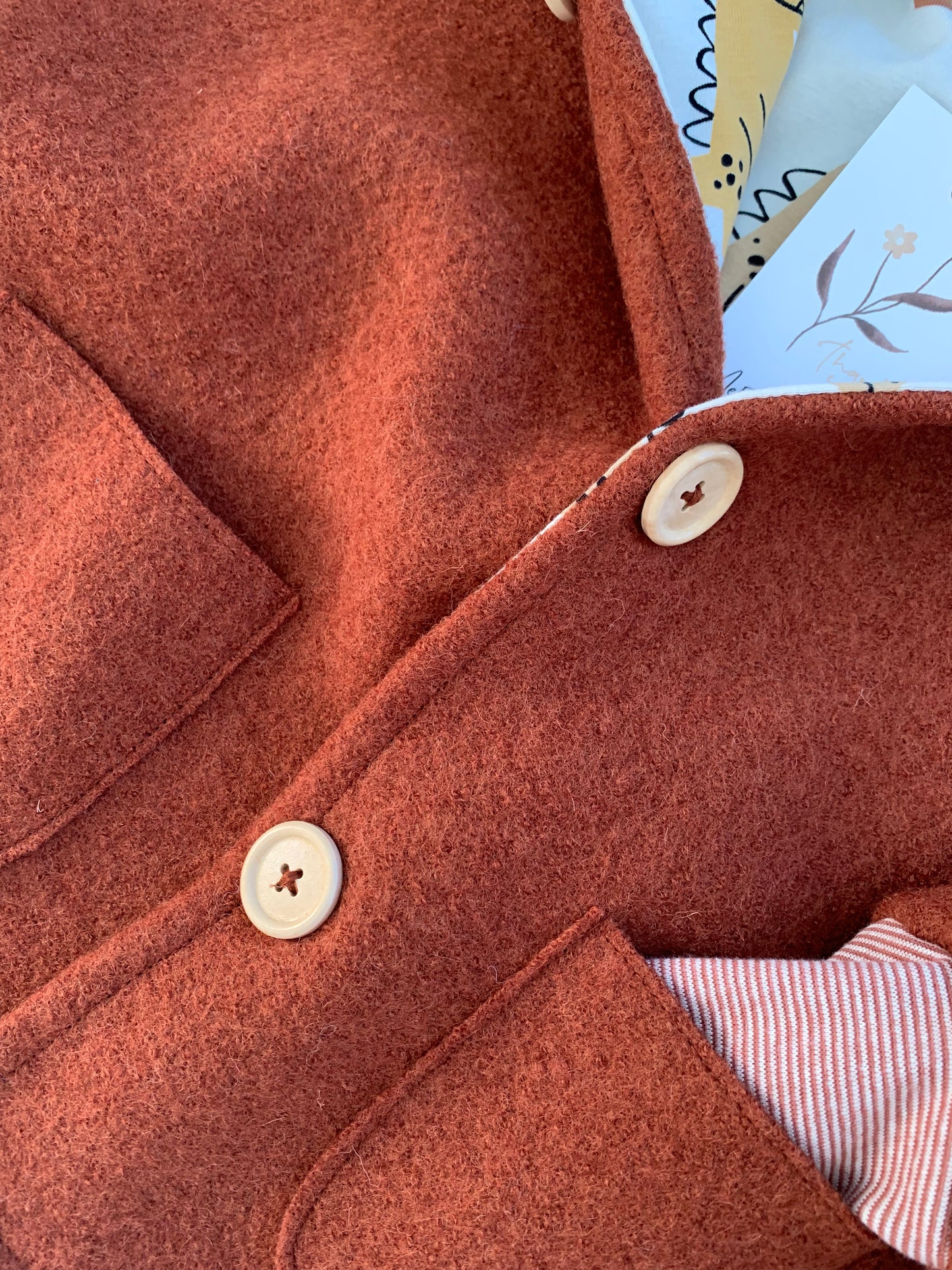 Kleinkind Cape Jacke aus Wollwalk, Dino