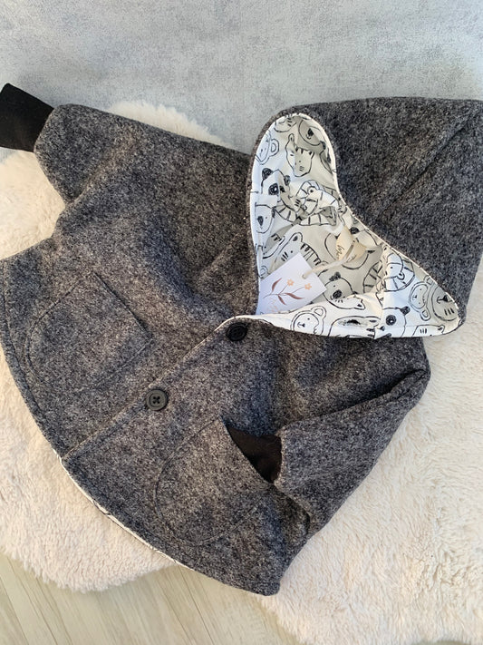 Kleinkind Cape-Jacke aus Wolle grau