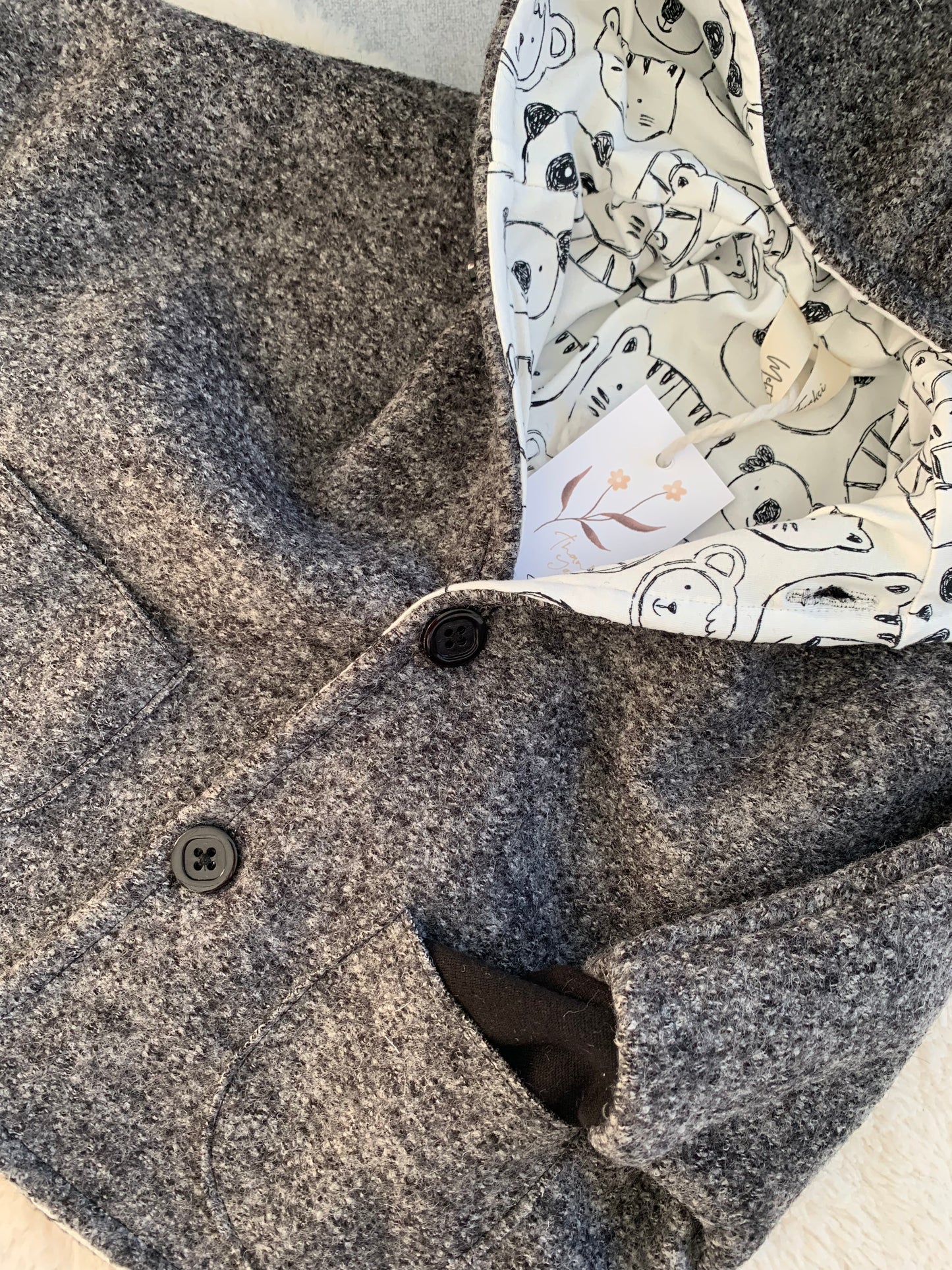 Kleinkind Cape-Jacke aus Wolle grau